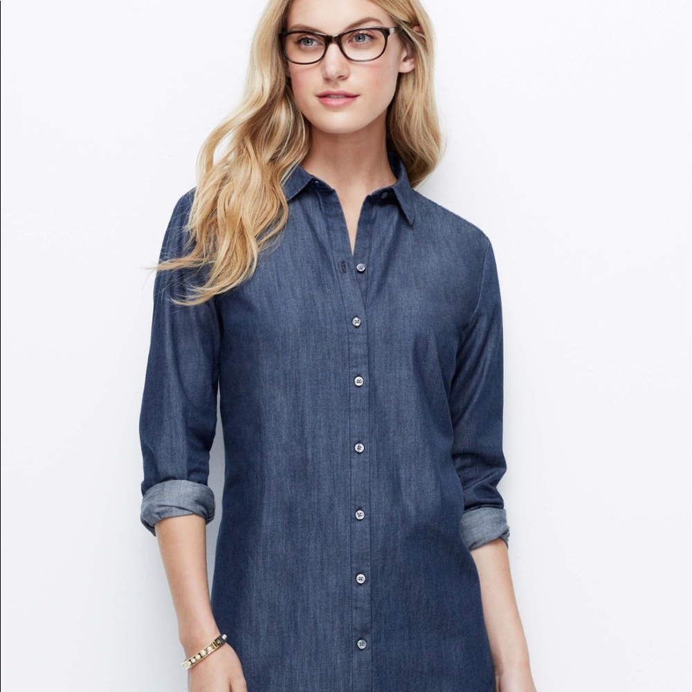 Ann Taylor Chambray Perfect Shirt - Size Small
